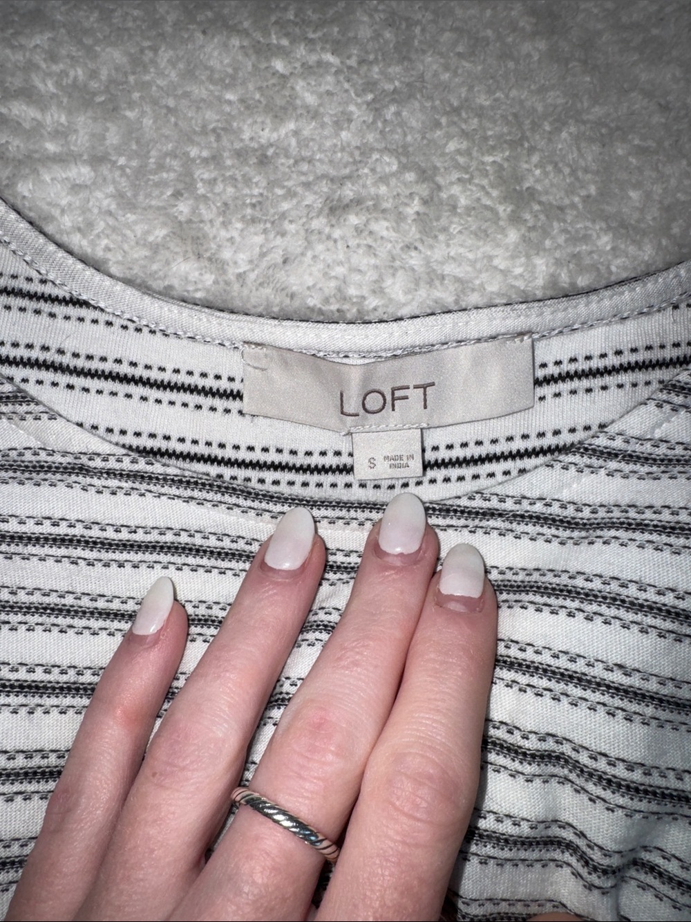 LOFT White & Navy Striped Tie-Front Sleeveless Camisole - Picture 2 of 2